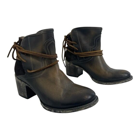 Freebird By Steven Shoes - Freebird By Steven Size 9 Casey Ankle Lace Tie Booties Boots Brown Leather